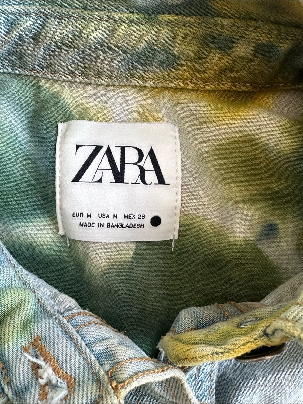 Zara Tie-Dye Denim Jacket in Green & Blue - Picture 12 of 12